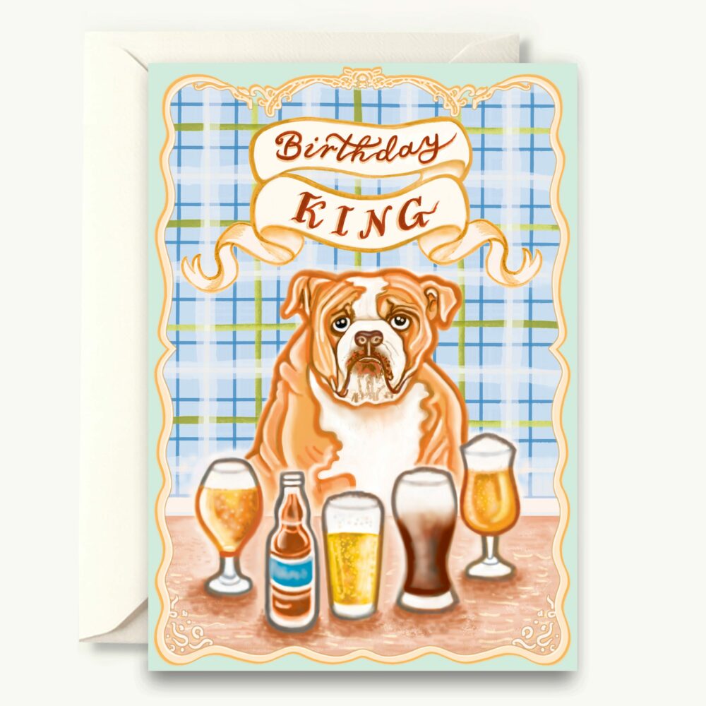 Bulldog Birthday King Greeting Card